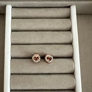 Beautiful Rose Gold Diamond Heart Stud Earrings